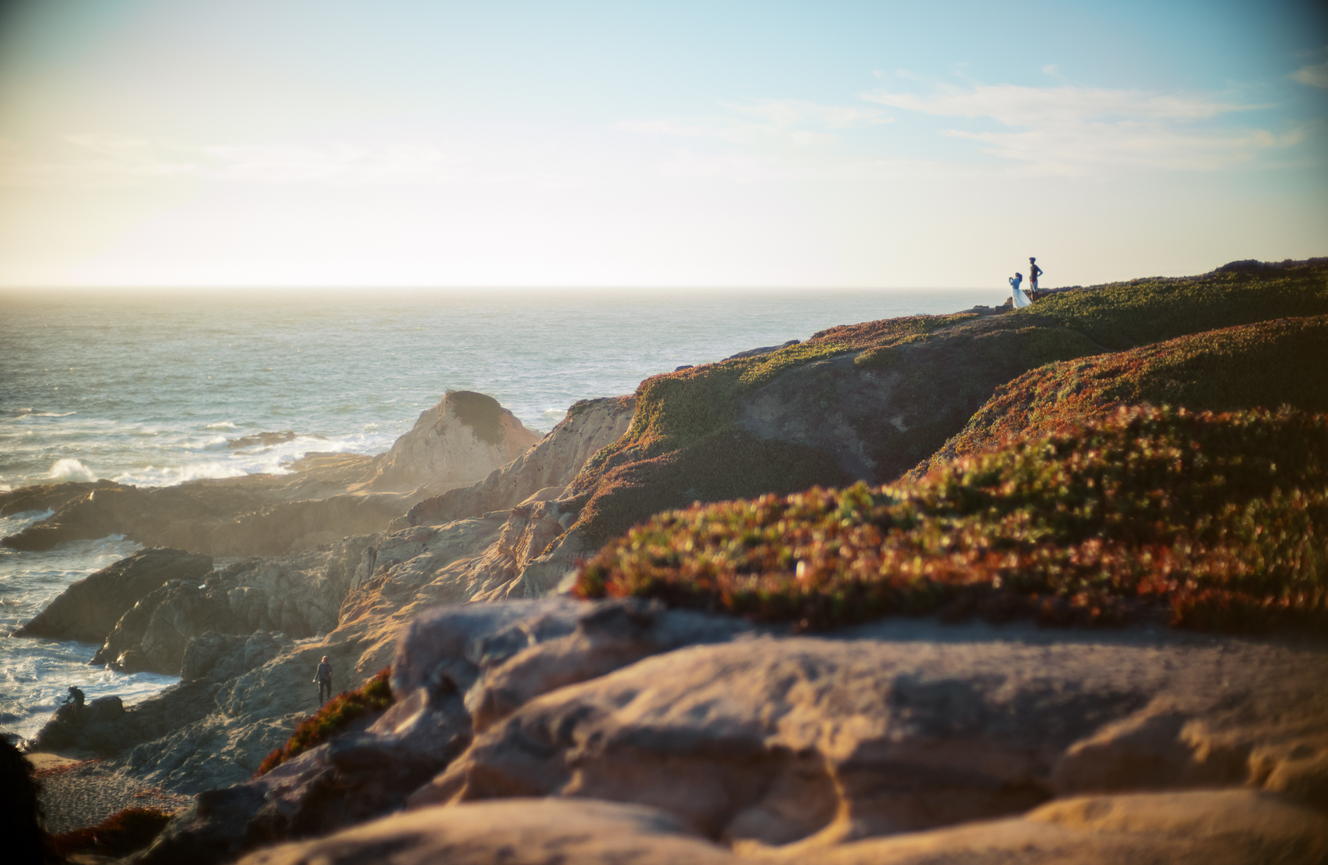 Pacific Ocean Overlook A couple looks out over the Pacific Ocean at dusk